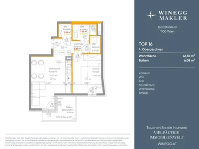 2-Zimmer-Wohnung mieten in Wien – 41,46 m², € 1.001 – Bild 9 von 9