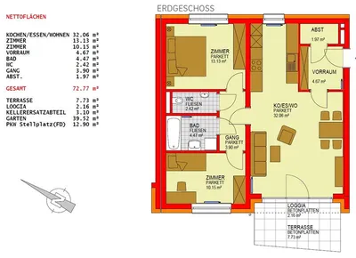 3-Zimmer-Wohnung mieten in Bruck-Mürzzuschlag – 74,93 m², € 868 – Bild 3 von 3