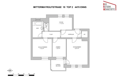 3-Zimmer-Wohnung mieten in Linz Land – 76,05 m², € 892 – Bild 2 von 13