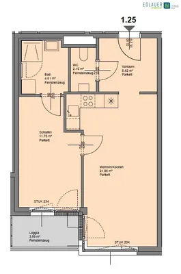 2-Zimmer-Wohnung mieten in Sankt Pölten – 49,43 m², € 871 – Bild 2 von 5