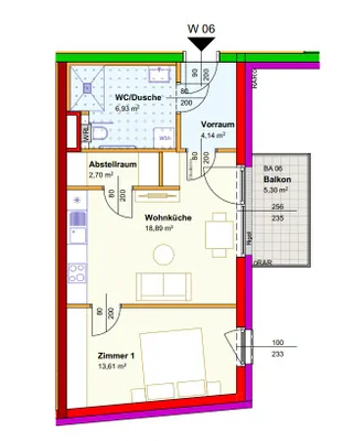 2-Zimmer-Wohnung mieten in Gänserndorf – 46,27 m², € 561 – Bild 2 von 2
