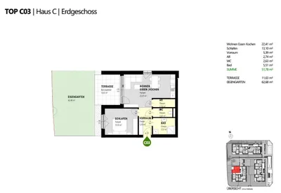 2-Zimmer-Wohnung kaufen in Amstetten – 51,78 m², € 284.790