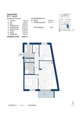 3-Zimmer-Wohnung mieten in Krems Land – 80,94 m², € 778 – Bild 2 von 2