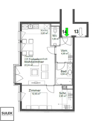 2-Zimmer-Wohnung mieten in Wien – 53 m², € 1.199 – Bild 17 von 18
