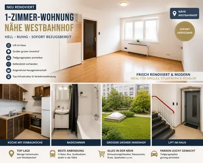 Wunderschöne 1 Zimmer Wohnung nähe Westbahnhof – Bild 3