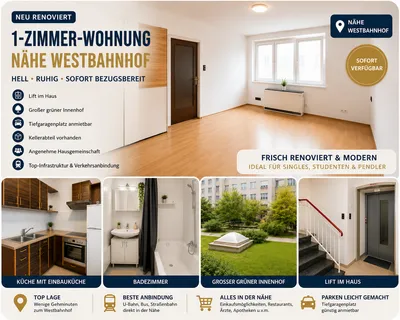Wunderschöne 1 Zimmer Wohnung nähe Westbahnhof – Bild 2
