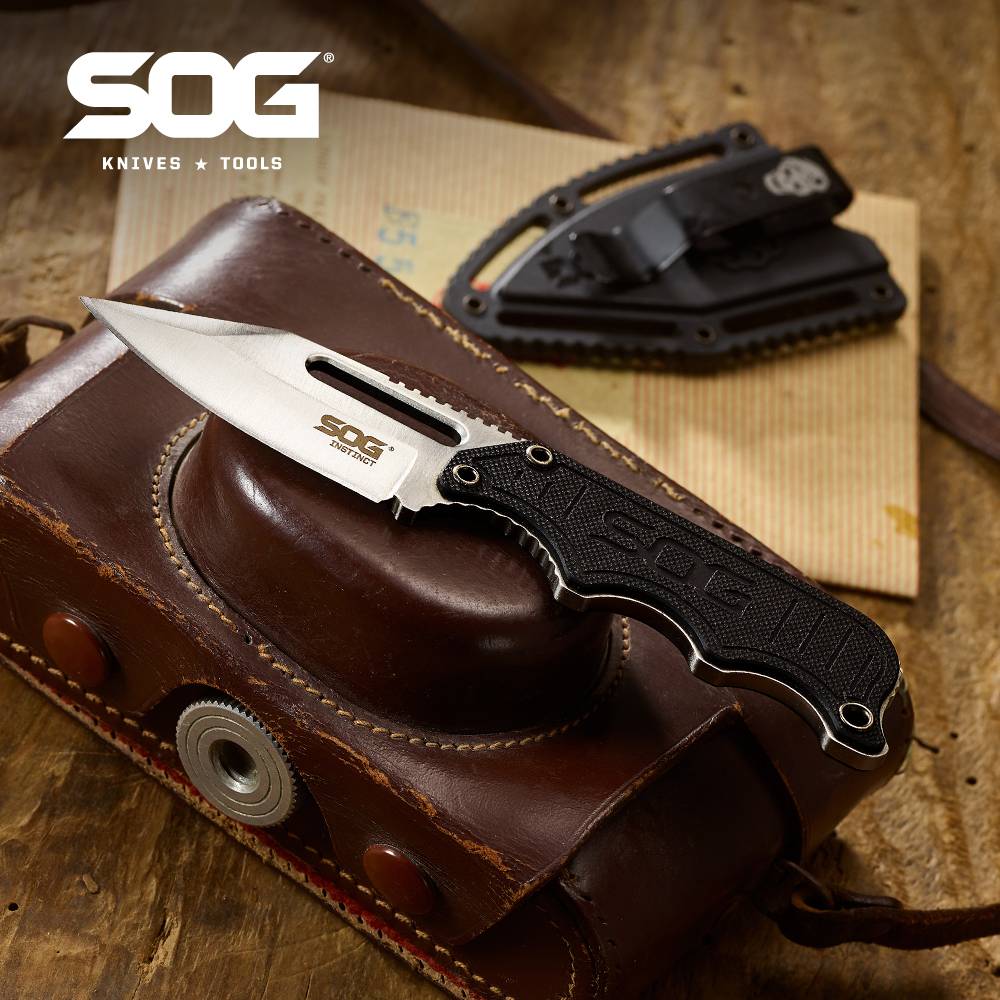 SOG Instinct - Das Outdoormesser für jeden Einsatz: Neck-Knife, Stiefelmesser, Gürtelmesser, Camping, Jagd, Alltag + 360° Holster