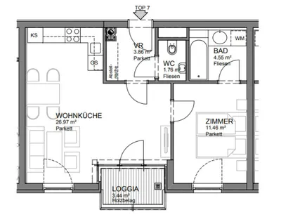 2-Zimmer-Wohnung mieten in Wien – 48,6 m², € 1.090 – Bild 22 von 22