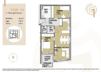 3-Zimmer-Wohnung kaufen in Perg – 69,23 m², € 309.000 – Bild 12 von 12