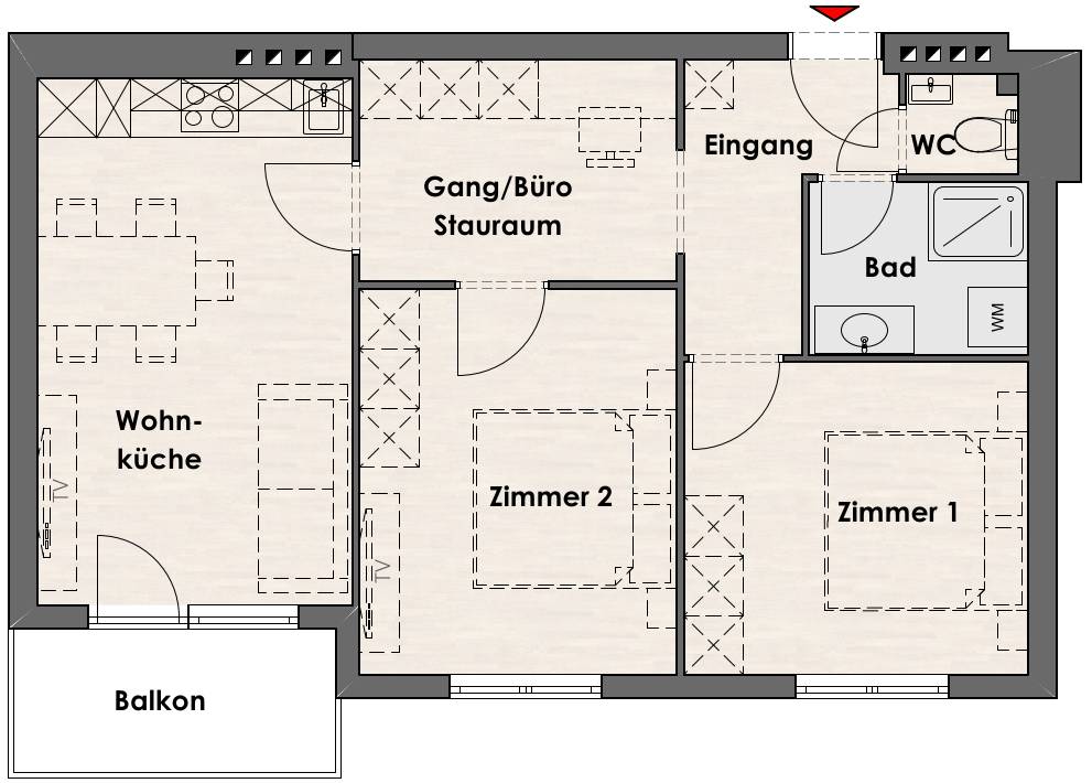 Sanierte 58m² große 2,5-Zimmerwohnung - Ansicht 2