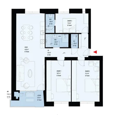 ERSTBEZUG NACH SANIERUNG | LOGGIATRAUM | LICHTDURCHFLUTETE, OPTIMAL-AUFGETEILTE 4 ZIMMER | TOPLAGE IN GRINZING – Bild 2