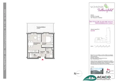 2-Zimmer-Wohnung mieten in Tulln – 36,51 m², € 606 – Bild 14 von 14