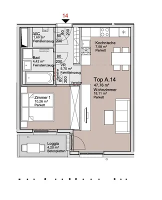 2-Zimmer-Wohnung mieten in Wien – 47,76 m², € 949 – Bild 8 von 8
