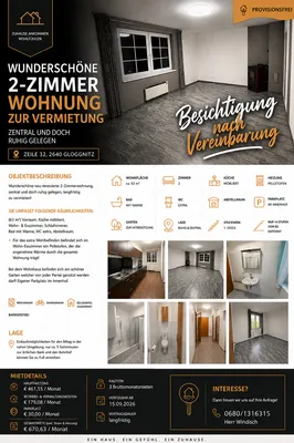 2-Zimmer-Wohnung mieten in Neunkirchen – 63 m², € 670
