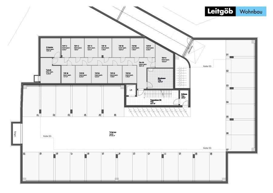 Tiefgaragenstellplätze zu vermieten: Piesendorf - Nussbaumweg - Ansicht 2