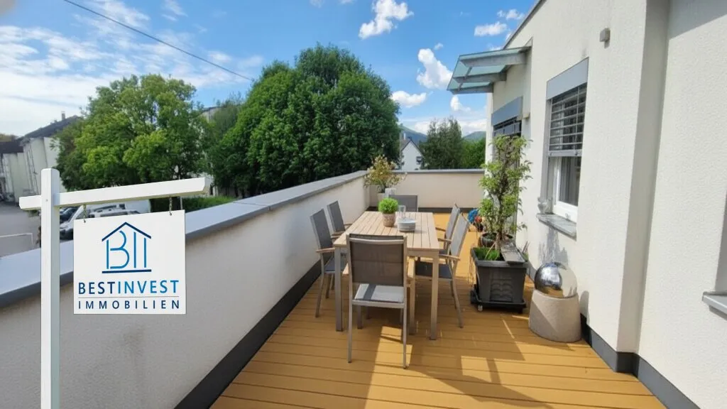 Business People aufgepasst; Neuwertige 4-Zi, 91m² WFL, 54m² Terrasse, 2 Carport! - Ansicht 2