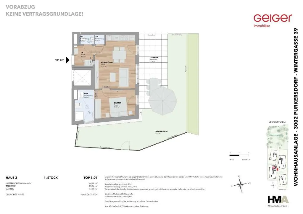 2-Zimmer Gartenwohnung mit großer Terrasse - Top 3.07 - Ansicht 2