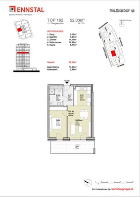 2-Zimmer-Wohnung mieten in Graz – 52,03 m², € 884 – Bild 7 von 7