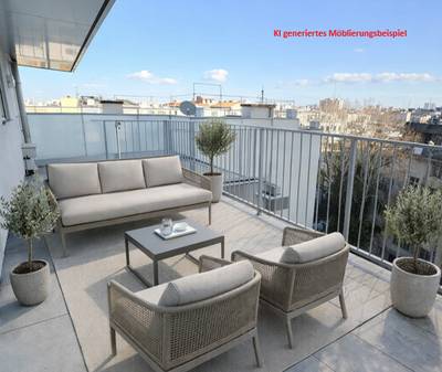 Zentrale Ruhelage nahe 1. Bezirk (Urania): klimatisierte 3-Zi. DG-Wohnung, 25m2 große Terrasse , Traumblick