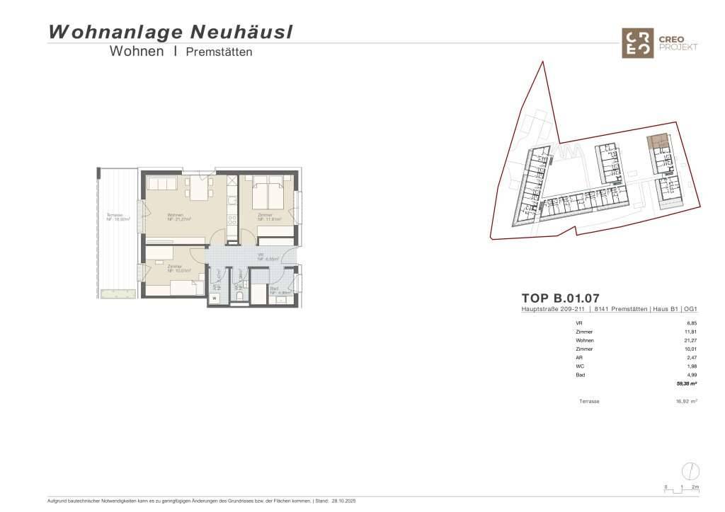 (reserviert) MEIN ZUHAUSE IN PREMSTÄTTEN- Kompakte 3-Zimmer-Wohnung mit Terrasse Top_7 - Ansicht 3