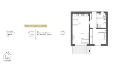 2-Zimmer-Wohnung mieten in Graz-Umgebung – 54 m², € 1.080 – Bild 13 von 13