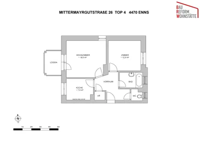 2-Zimmer-Wohnung mieten in Linz Land – 57,96 m², € 635 – Bild 2 von 12
