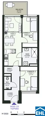 3-Zimmer-Wohnung mieten in Graz – 55,33 m², € 837 – Bild 23 von 23