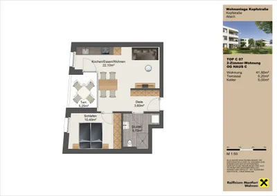 2-Zimmer-Wohnung mieten in Feldkirch – 42 m², € 857 – Bild 4 von 4