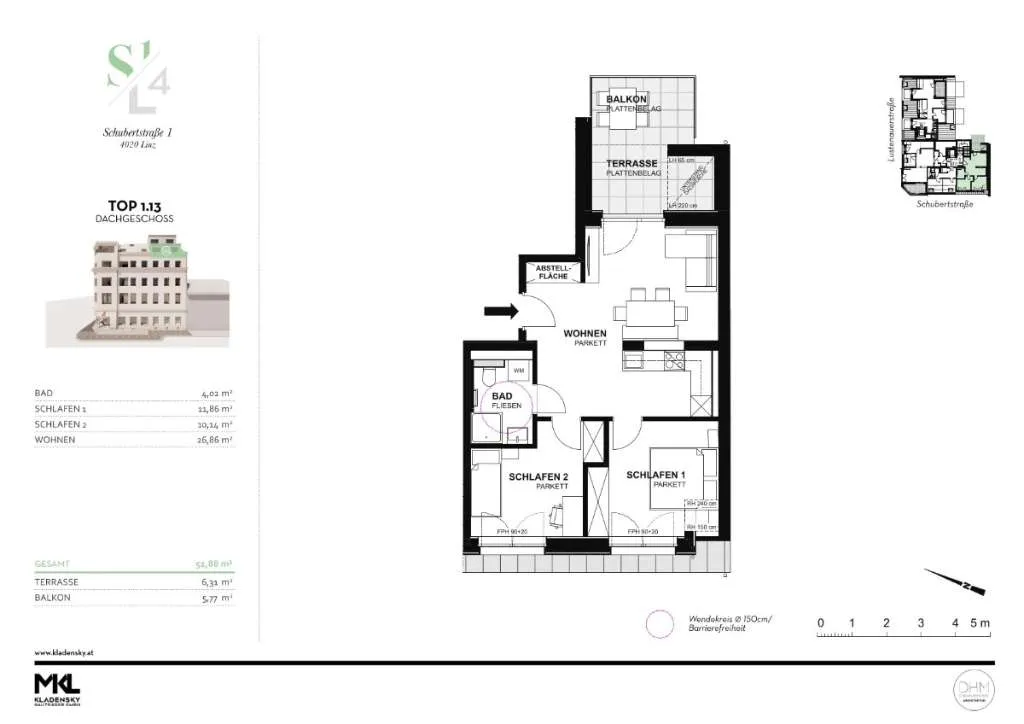 Wohnung – Linz, Neustadtviertel, Innere Stadt - Ansicht 2