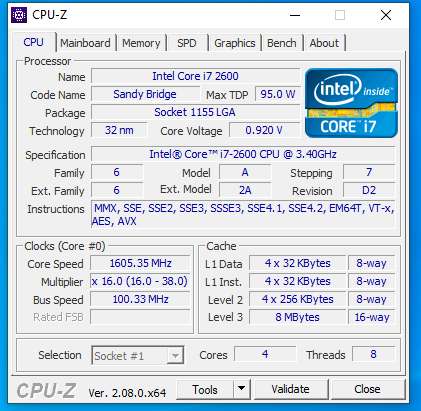 Intel i7 2600 3.4Ghz 4c/8t (3.8GHz Turbo) Processor - Crox