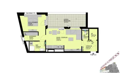 2-Zimmer-Wohnung kaufen in Wien – 56,95 m², € 308.400 – Bild 1 von 5