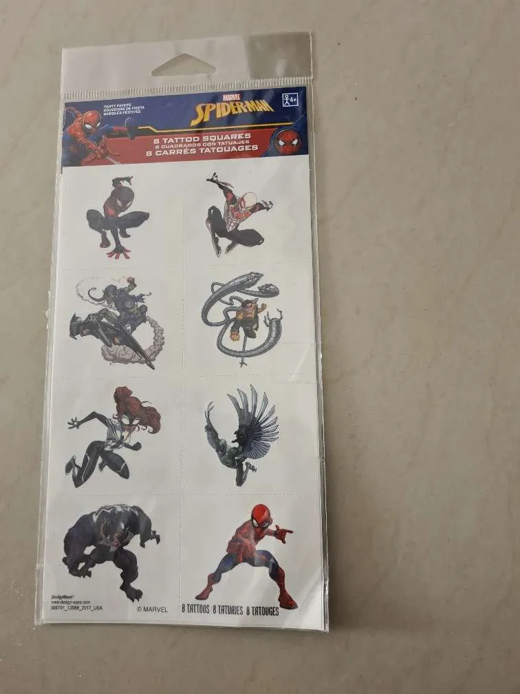 NEU 8 TATTOO SQUARES SPIDERMAN MARVEL