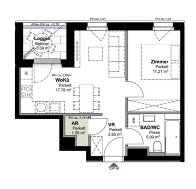 2-Zimmer-Wohnung mieten in Wien – 39,48 m², € 840 – Bild 18 von 18