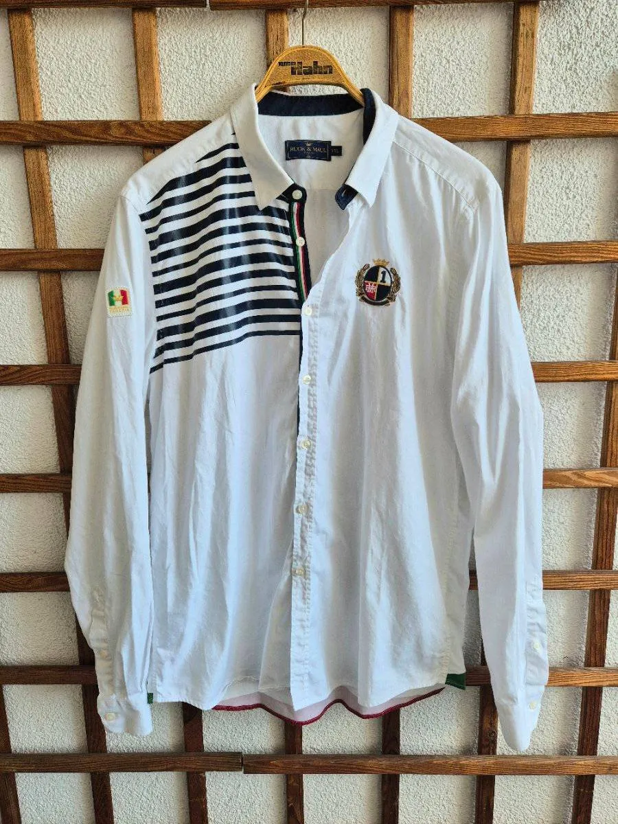 Original RUCK & MAUL Venezia Designer Hemd mit Logos und Flaggenmuster ...