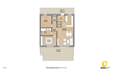 3-Zimmer-Wohnung kaufen in Graz – 70 m², € 628.538 – Bild 3 von 3
