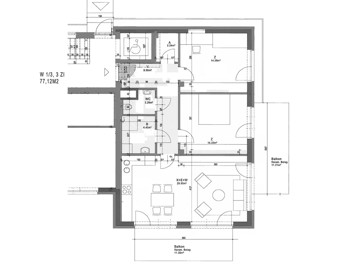 Helle 3-Zimmer-Wohnung mit Balkon, Küche & Carportparkplatz - geförderte Miete - 3 Zimmer - Ansicht 2