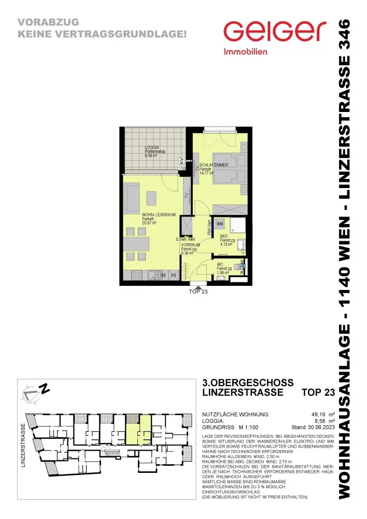 PROVISIONSFREI: 2 Zimmerwohnung mit Loggia im 14. Bezirk - Top 23 - Ansicht 3