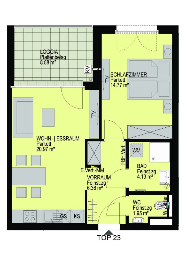 PROVISIONSFREI: 2 Zimmerwohnung mit Loggia im 14. Bezirk - Top 23 - Ansicht 2