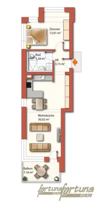 Wohnung mieten in Wien – 52 m², € 1.288 – Bild 6 von 8