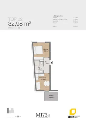 2-Zimmer-Wohnung kaufen in Graz – 32,98 m², € 168.987 – Bild 2 von 3