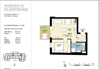 2-Zimmer-Wohnung mieten in Wien – 39,44 m², € 959 – Bild 21 von 21