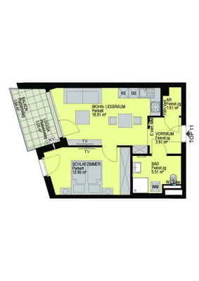 2-Zimmer-Wohnung kaufen in Wien – 42,89 m², € 306.200 – Bild 2 von 17