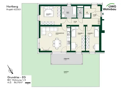 4-Zimmer-Wohnung mieten in Hartberg-Fürstenfeld – 86,9 m², € 1.118 – Bild 2 von 2