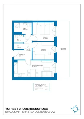 3-Zimmer-Wohnung mieten in Graz – 54,33 m², € 1.071 – Bild 13 von 13