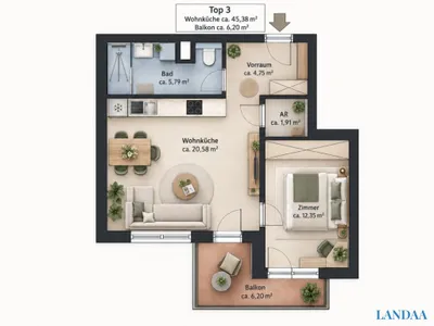 2-Zimmer-Wohnung kaufen in Wien – 45,38 m², € 288.000 – Bild 22 von 22