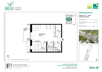 2-Zimmer-Wohnung mieten in Wien – 72,51 m², € 1.371