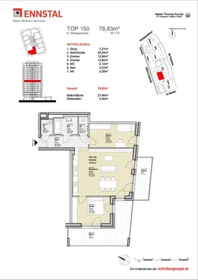 3-Zimmer-Wohnung mieten in Graz – 78,87 m², € 1.363 – Bild 3 von 3
