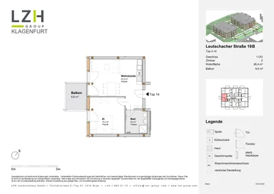 2-Zimmer-Wohnung mieten in Klagenfurt – 46,5 m², € 839 – Bild 6 von 6