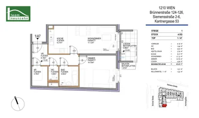 2-Zimmer-Wohnung mieten in Wien – 55,28 m², € 899 – Bild 23 von 23