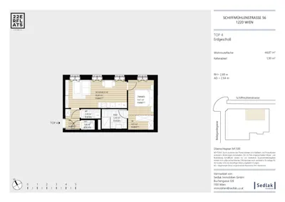 2-Zimmer-Wohnung kaufen in Wien – 44,87 m², € 305.000 – Bild 2 von 7